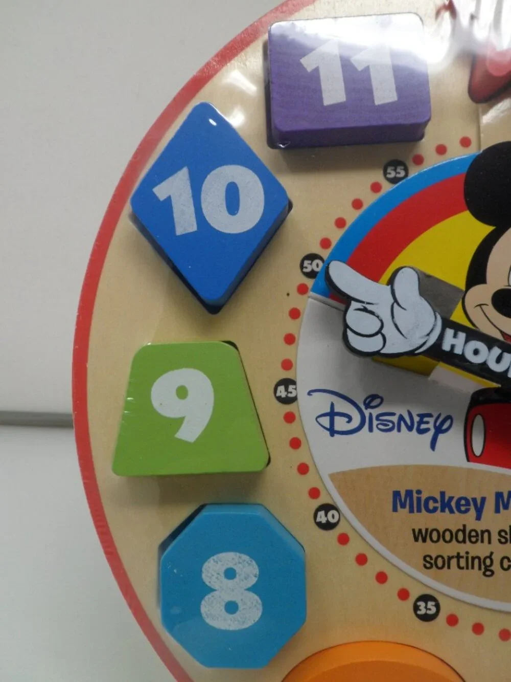 New Melissa & Doug Mickey Mouse Wooden Shape Sorting Clock
